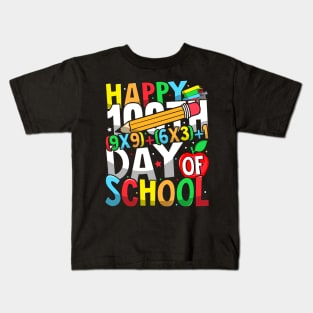 Happy 100th Day of School Math Formula For Teacher Kids Kids T-Shirt